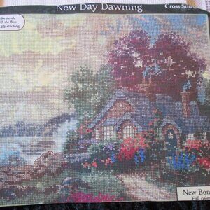 Candamar Thomas Kinkade Design 51519 New Day Dawning  Ocean Cottage Cross Stitch